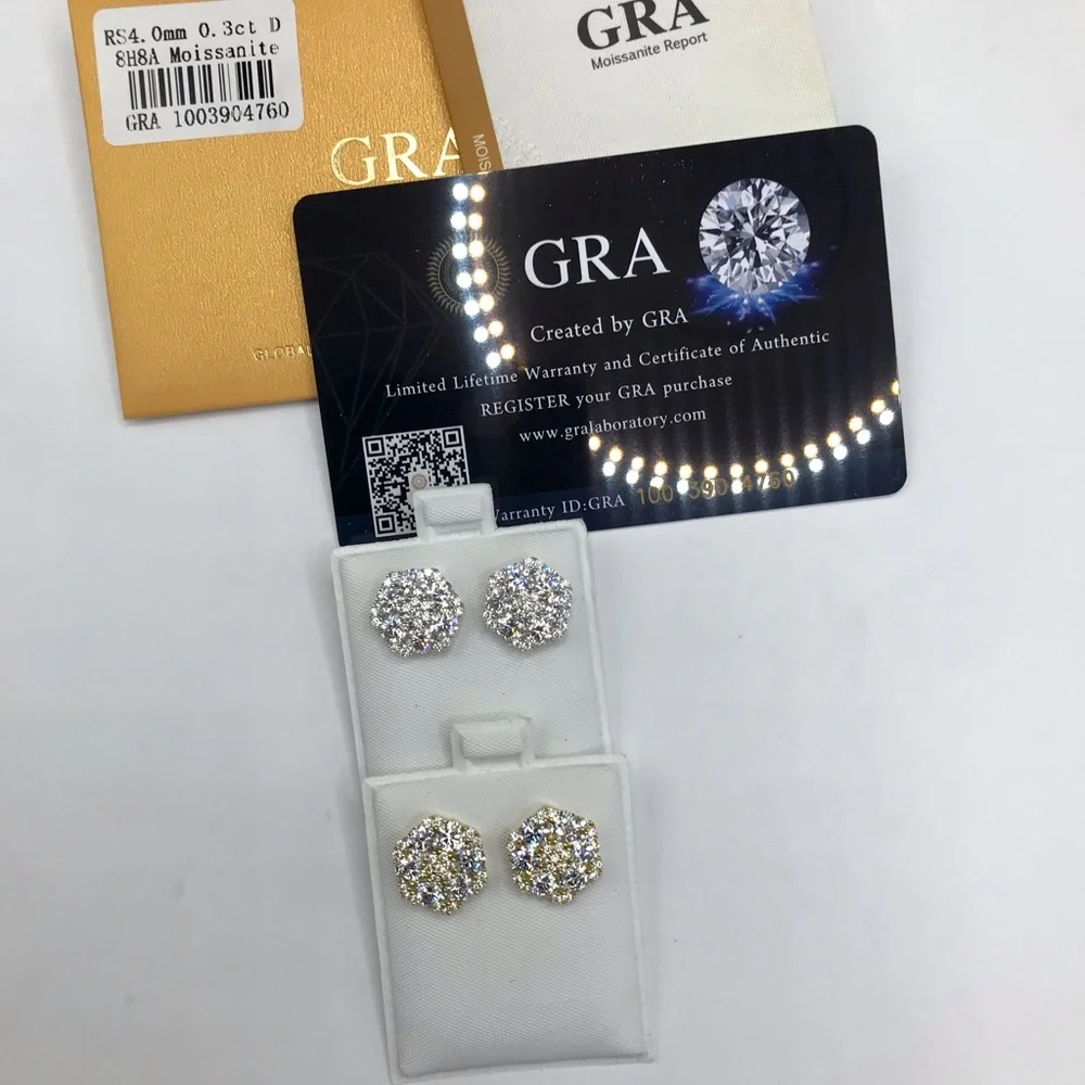 925 Sterling Silver 4.00CT MOISSANITE Flower stud Screw Back Earrings